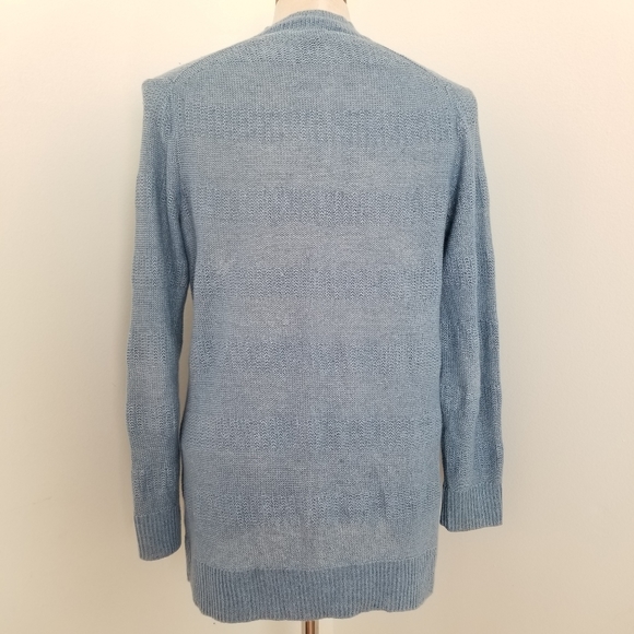 Talbots Blue Open-Front 100% Linen Cardigan Size Small - Picture 5 of 15